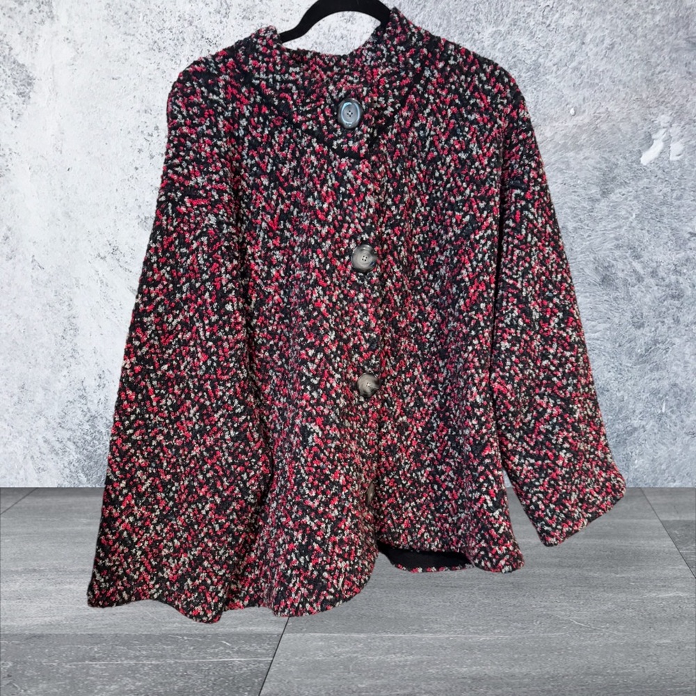 Jones New York Multicolor Tweed Cardigan. EUC